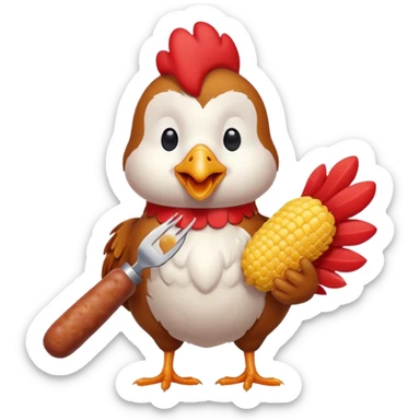 Chicken thats deepthroating a sausage sticker