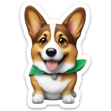 a corgi with a dubai chocolate with green filling inside sticker