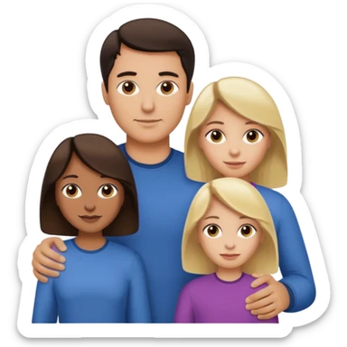 Familia : Hombre pelo oscuro, Mujer pelo cafe, hija mayor pelo mono , hija menor pelo oscuro. sticker