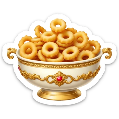 Bowl of fried snacks in rococo style sticker