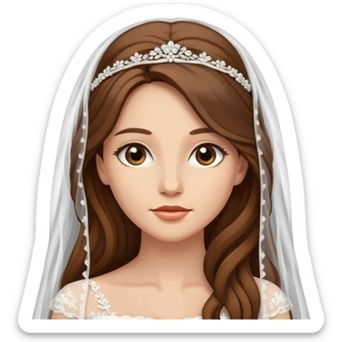 beautiful brown long hair bride with veil sticker