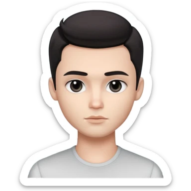 pretty handsome bratz man, with black black black eyes,  short dark hair, pale skin, defined jawline sticker