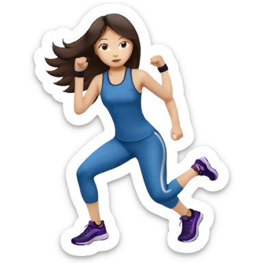 Long hair brunette Asian girl working out clothes  sticker