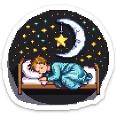boy sleeping with Z symbols stars and moon sticker