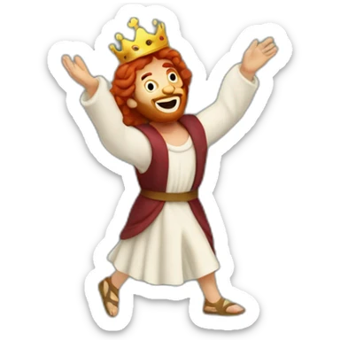 King David dancing red-haired biblical sticker