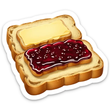 make a 2 slice of bread with butter and jam on top of it with not face sticker