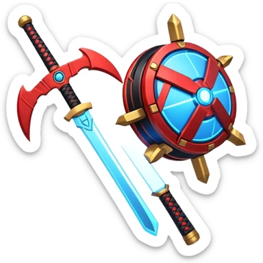 samurai themed space miner tool icon, futuristic mining tool inspired by katana, Japanese armor details, red black gold color palette, glowing energy accents, 3D cartoon, mobile game icon style, clean background, soft shadow, no text, no watermark

 sticker