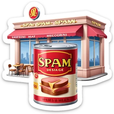 SPAM MEAT PARIS cafe landscape  sticker