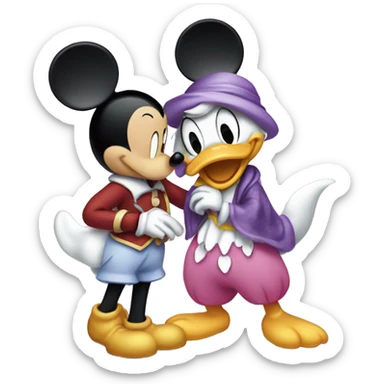 Mickey Mouse kissing Daisy Duck  sticker