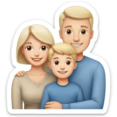 happy white family with husband wife and one son smiling together sticker