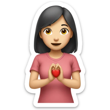 Asian girl giving heart sign with hands sticker