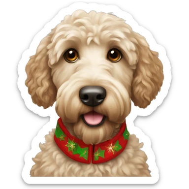 Labradoodle in a Christmas jacket sticker