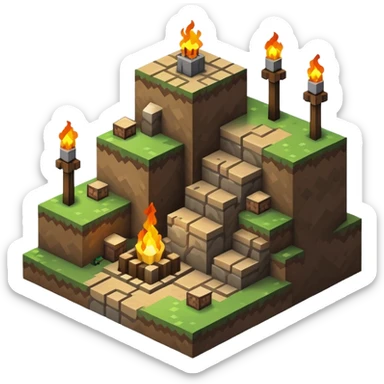 isometric Minecraft mineshaft sticker