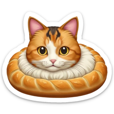 Calico cat as a bread loaf sticker