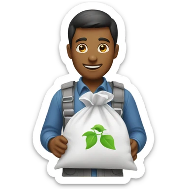 Men delivering laundry bag sticker