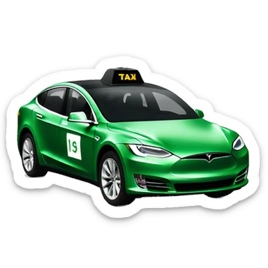 green tesla taxi car sticker