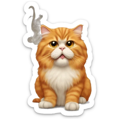 Orange Persian cat smoking sticker