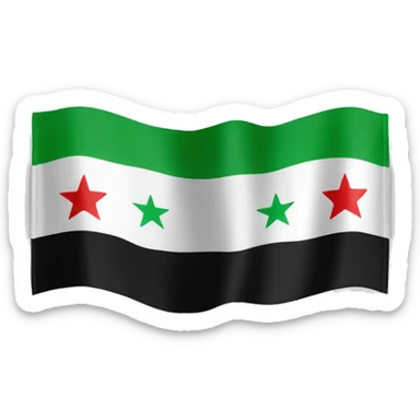The new Syrian flag the one with green on top and white with 3 stars and then black sticker