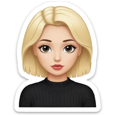luxury blonde makeup artist wearing black knitted sweater sticker
