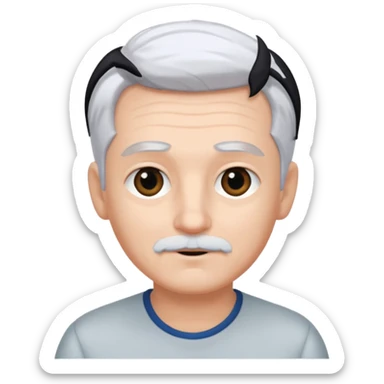 pure white hair, cute mature Boy, black eye brows sticker