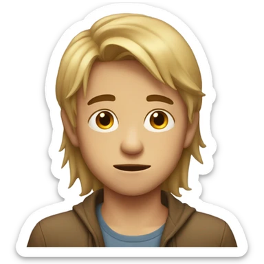 crying boy longer hair sticker