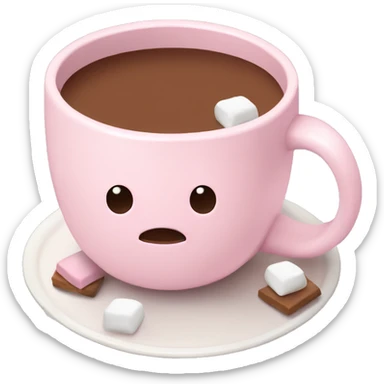 Light Pink mug of hot chocolate with marshmallows  sticker