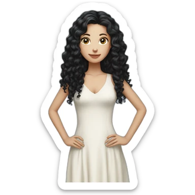 Thin pale woman very long black hair curly  sticker