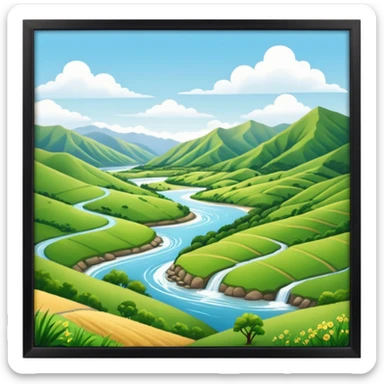 sunny new zealand summer valley with a river sticker