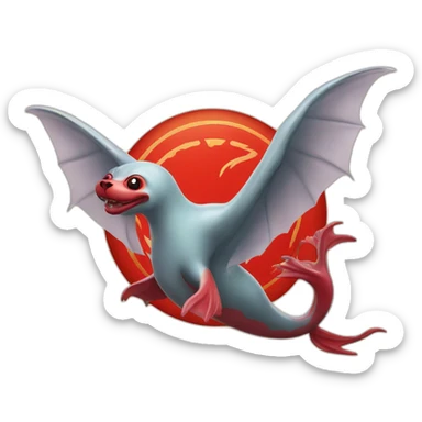 seal stamp with a red dragon with outstretched wings in the center sticker