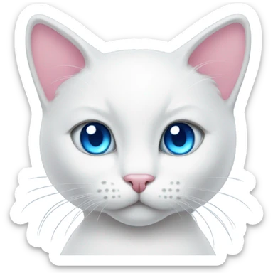 white cat with a pink bow blue eyes sticker