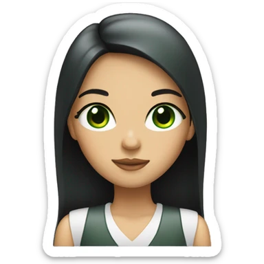 Girl with black straight hair and green eyes sticker
