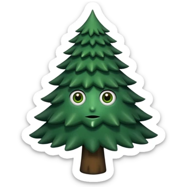 sapin avec deux gros yeux noirs sticker