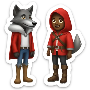 Red riding hood and Wolf sticker