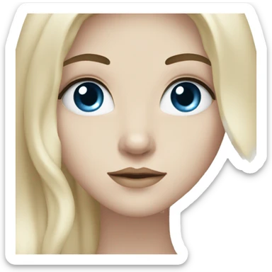 White girl with long black hair and blue eyes sticker