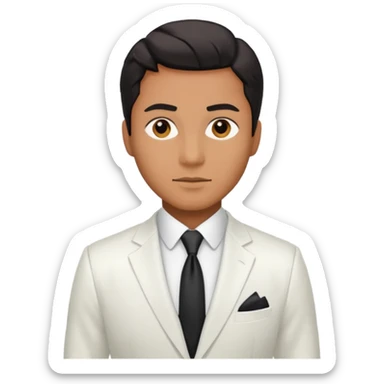 businessman, tan skin, black eyes, white suit sticker