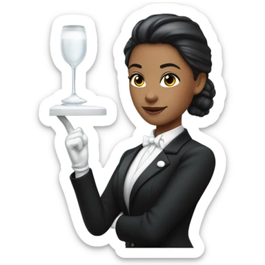 female butler with hair in ponytail sticker