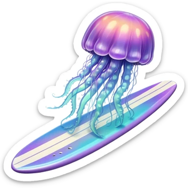 jellyfish on a surfboard  sticker