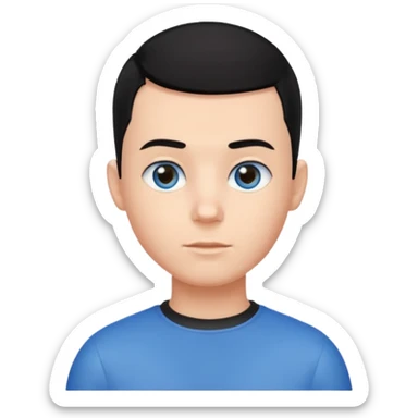 create a long buzz haircut boy that has black hair sticker