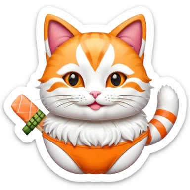 happy cat wearing a bikini made out of sushi sticker