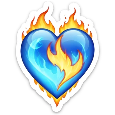 Blue fire heart  sticker