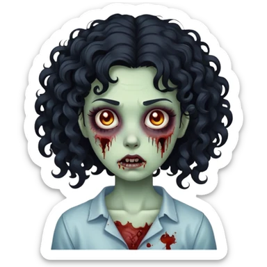 chat, make a zumbi girl pretty with a culy black har sticker
