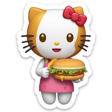 Hello Kitty eating hamburgers sticker