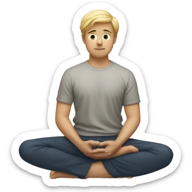 A man with blonde hair practicing yoga in the lotus pose, radiating serenity and focus sticker