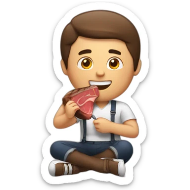 Guy eating steak sticker