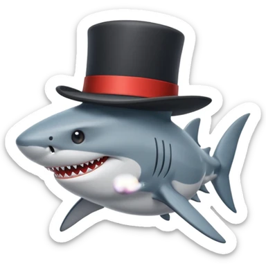 Shark with a top hat sticker