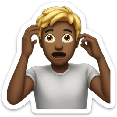 Shocked black guy grabbing his head in his hand sticker