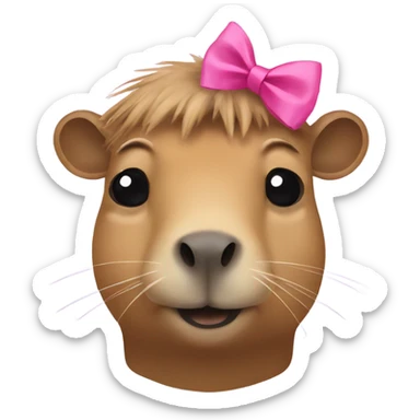 Capybara with pink bow on the right side of head sticker