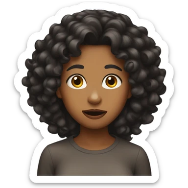 brown girl with curly black hair shocked sticker