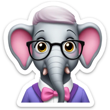 pink nerd elephant sticker