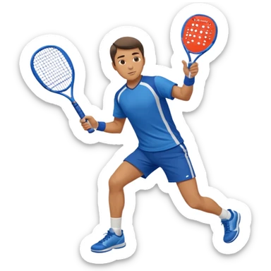 Male, eurasian, wearing sports cloth, swinging padel raquet not a tennis raquet sticker